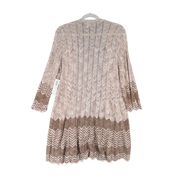 Chicos Cardigan Sweater Chevron Pattern 3/4‎ Sleeve Knit Open Front Medium - Picture 2 of 6